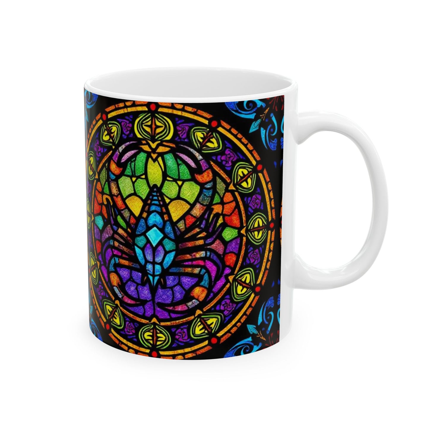 Ceramic Mug, (11oz, 15oz), Ceramic Coffee Mug, AOP, Glass Design v1, Scorpio Zodiac