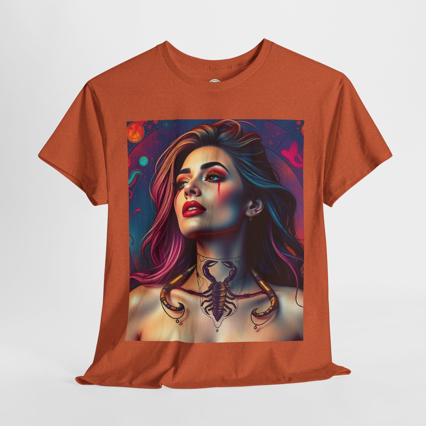 Unisex Heavy Cotton T-Shirt, Scorpio, Zodiac v1, Sexy Art