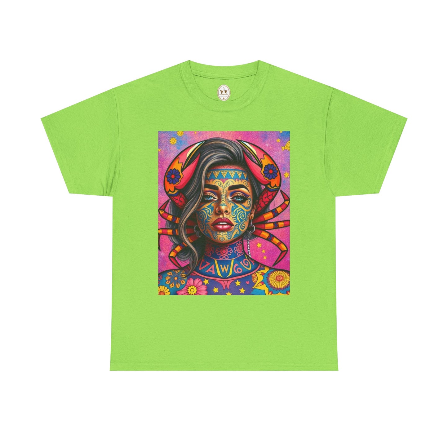 Unisex Heavy Cotton T-Shirt, Cancer, Zodiac v3, Sexy Art