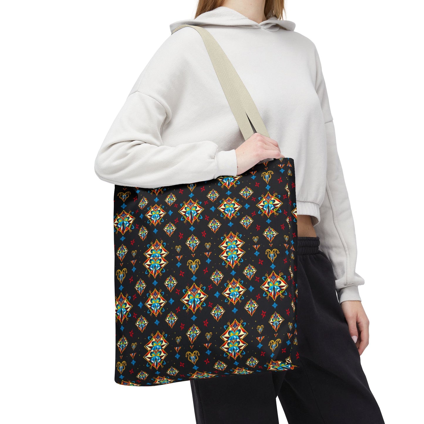 Tote Bag (AOP), Sagittarius, Zodiac v1, Jewel Pattern