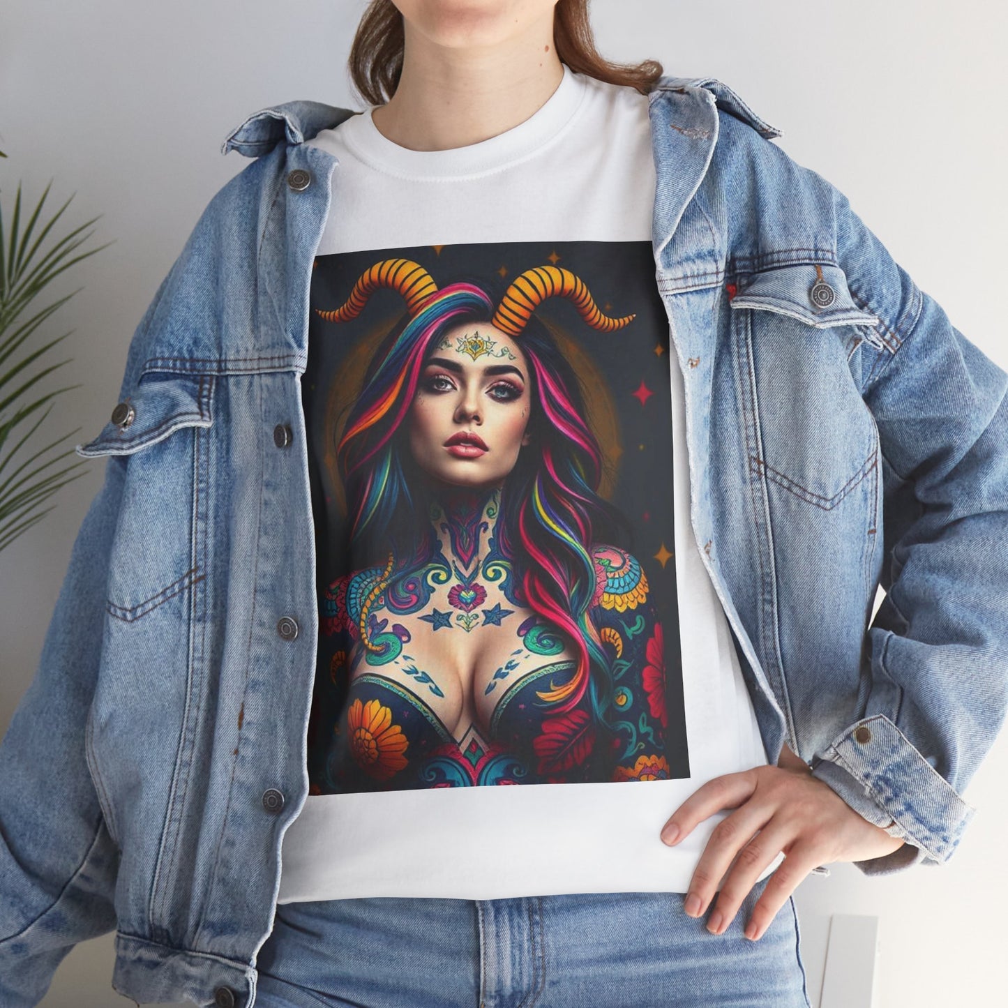 Unisex Heavy Cotton T-Shirt, Capricorn, Zodiac, Sexy Art