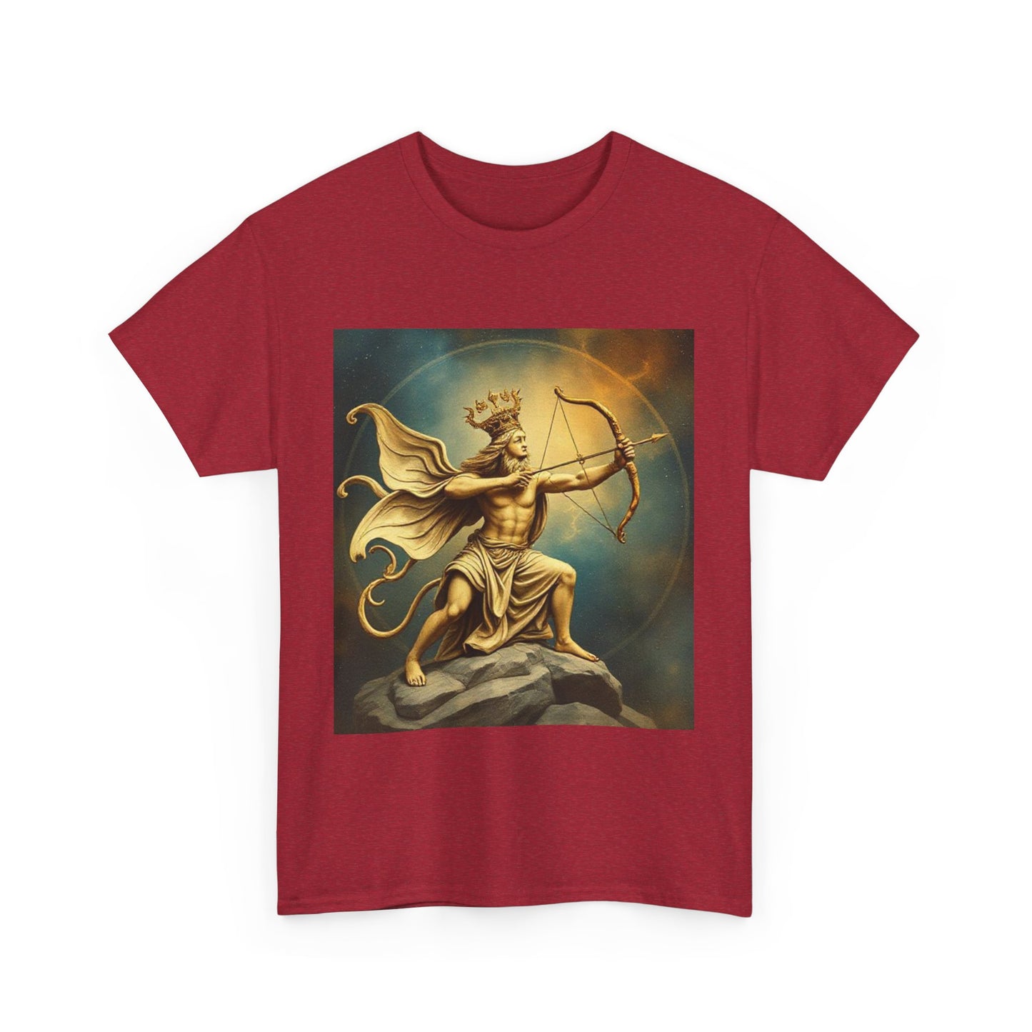 Unisex Heavy Cotton T-Shirt, Sagittarius King, Bow & Arrow v1, Zodiac Design