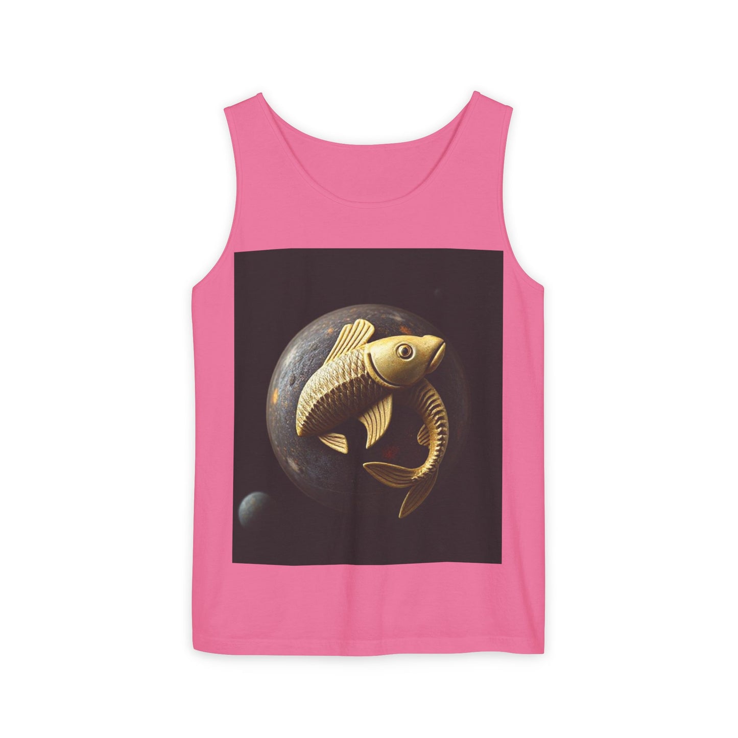 Unisex Garment-Dyed, Tank Top, Pisces Design, Space Animal v1, 100% US cotton
