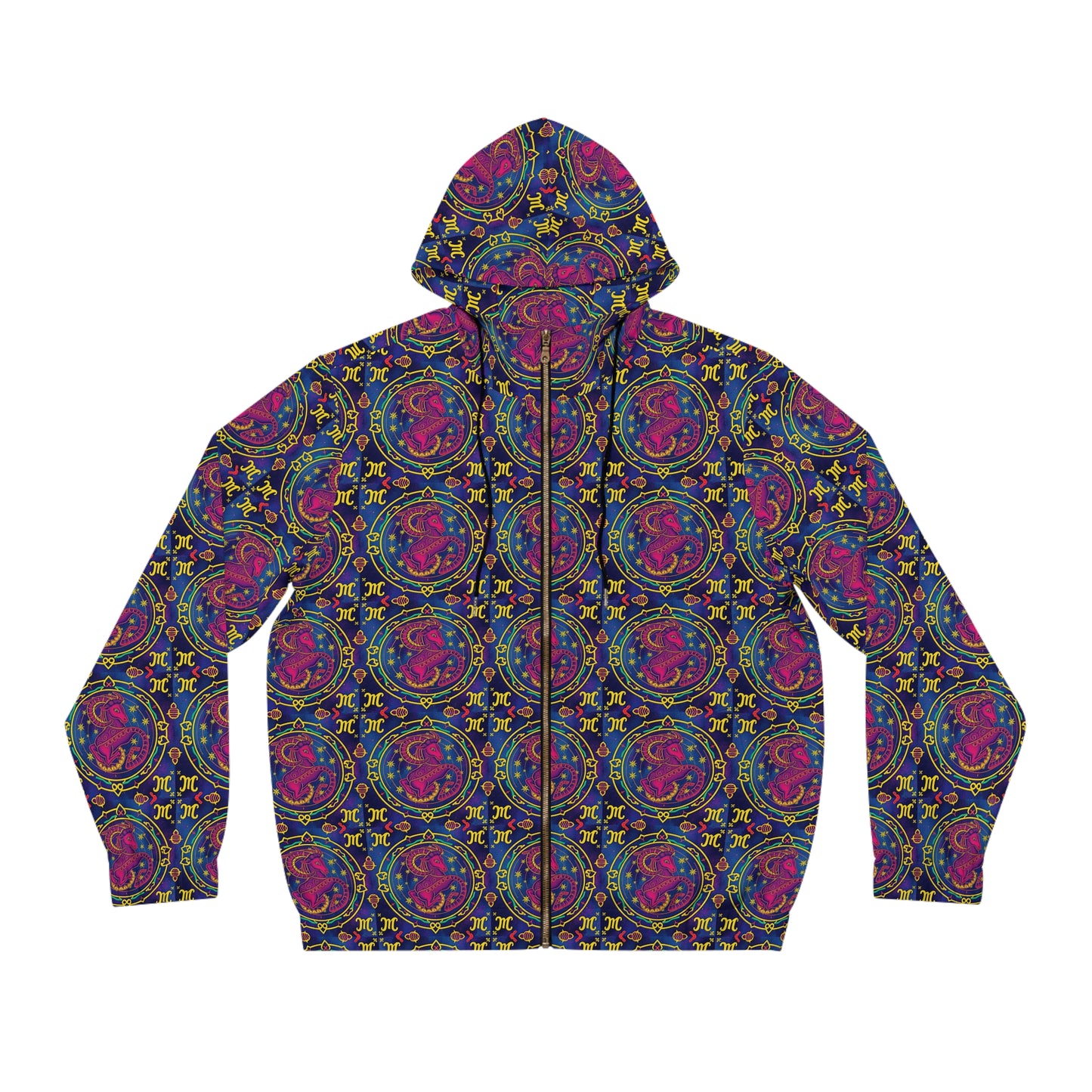 Full-Zip Hoodie (AOP), Capricorn, Zodiac v3, Pattern
