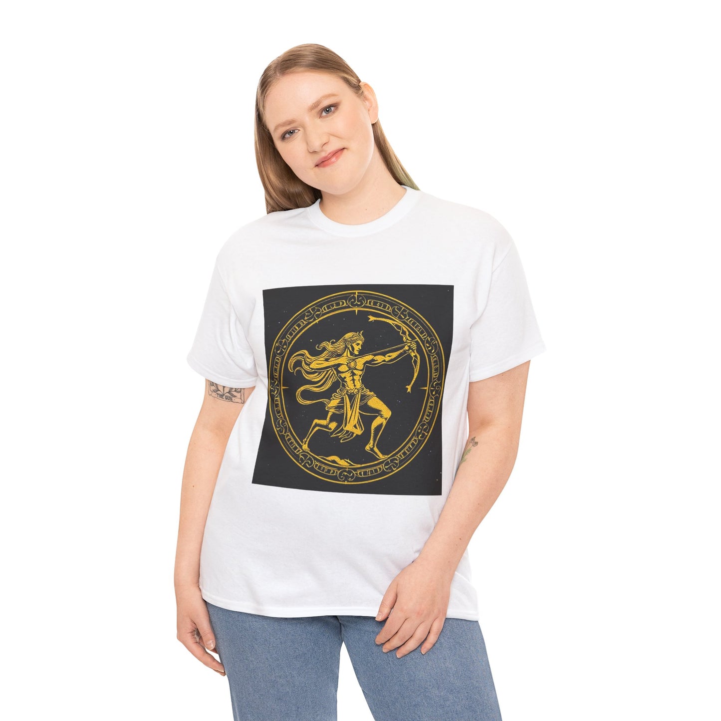 Unisex Heavy Cotton T-Shirt, Mythical Faun/Satyr, Sagittarius Zodiac Design