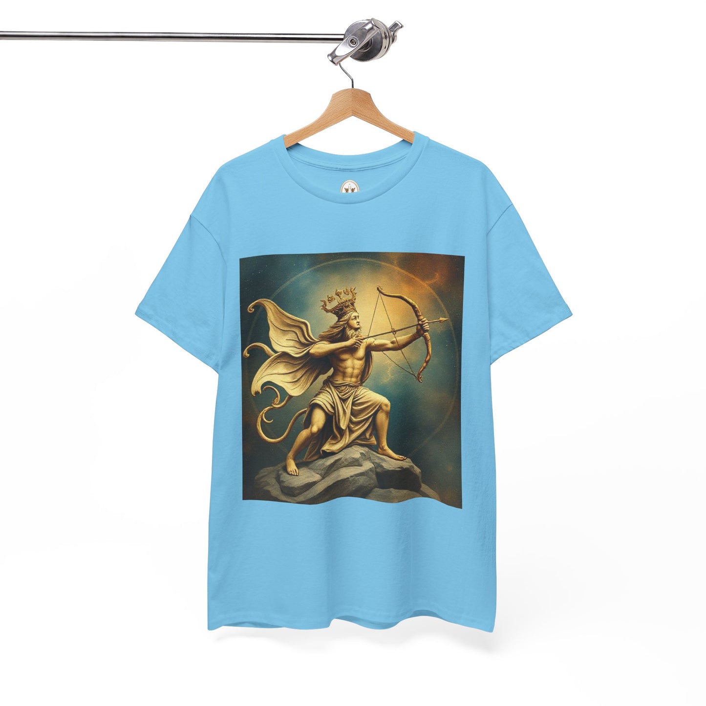 Unisex Heavy Cotton T-Shirt, Sagittarius King, Bow & Arrow v1, Zodiac Design