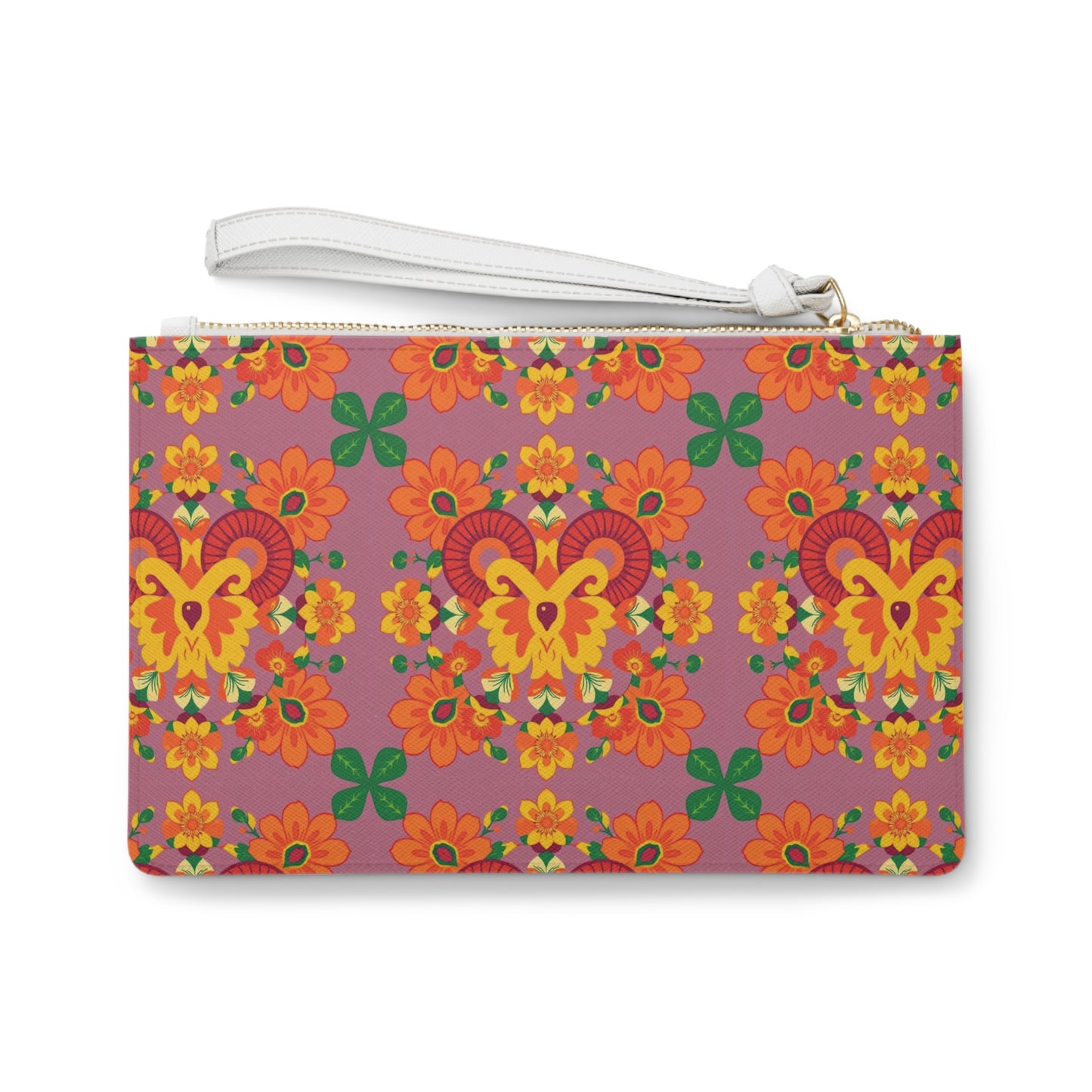 Clutch Bag, Aries, Zodiac v3, Flower Pattern