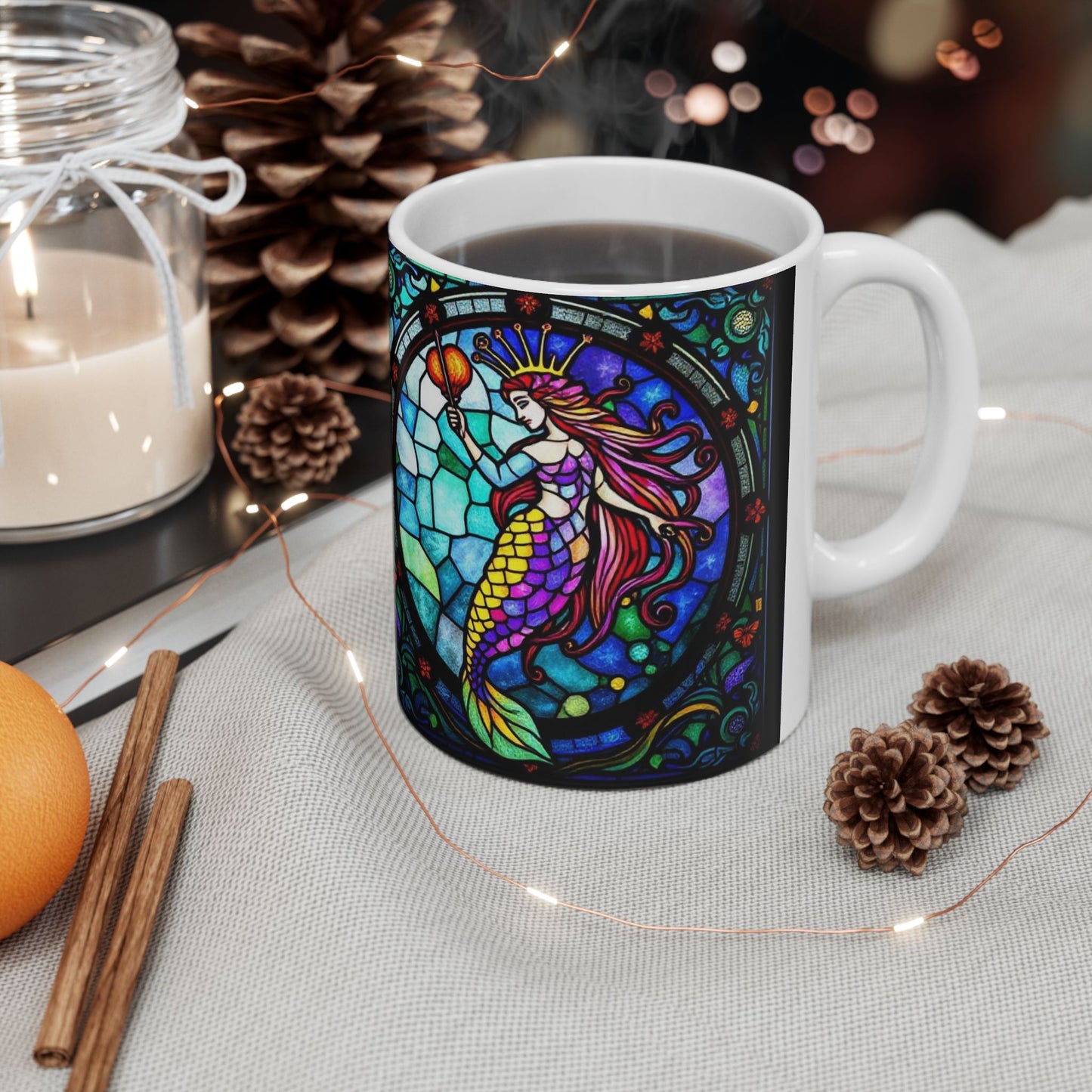 Ceramic Mug, (11oz, 15oz), Ceramic Coffee Mug, AOP, Glass Design v1, Aquarius Zodiac