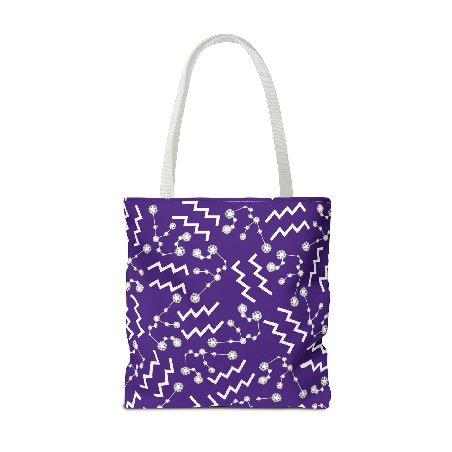 Tote Bag, Aquarius Zodiac Sign, AOP, (Purple, White)