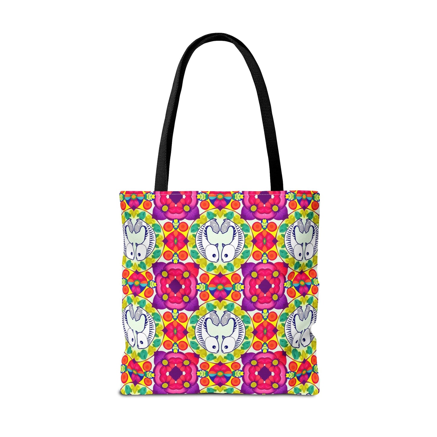 Tote Bag, (AOP), Pisces, Zodiac v4, Flower Pattern