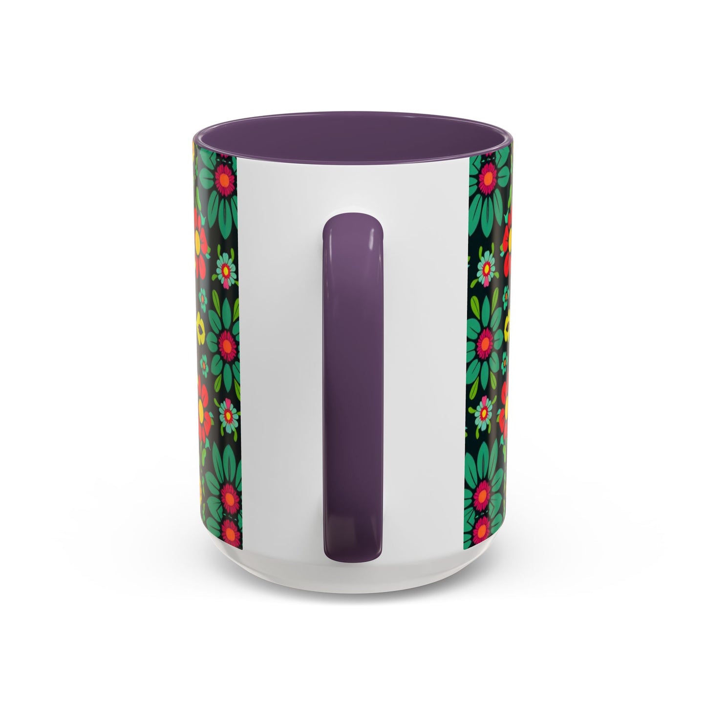 Accent Coffee Mug, Aquarius, Zodiac v4, Flower Pattern, (11, 15oz)