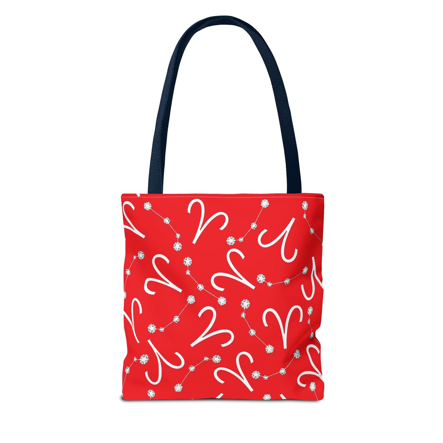 Tote Bag, Aries Zodiac Sign, AOP, (Red, White)