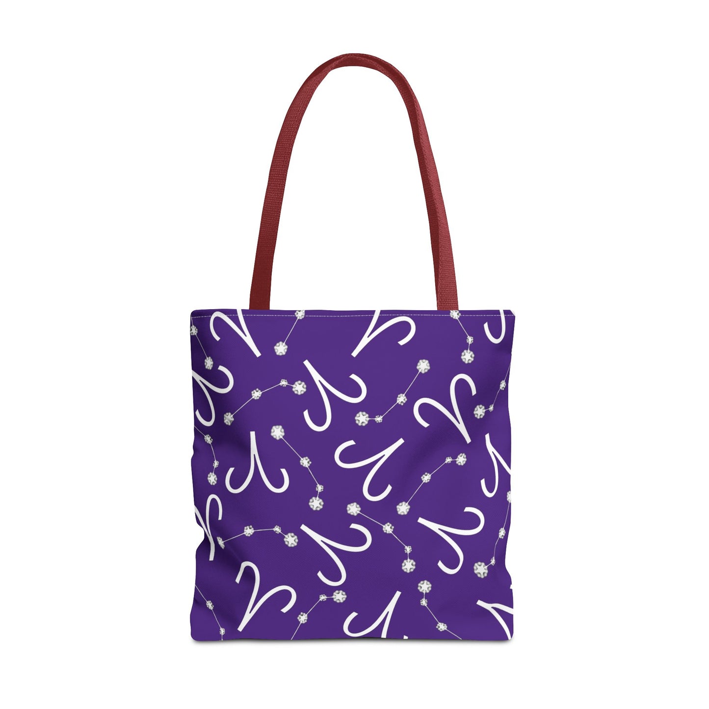 Tote Bag, Aries Zodiac Sign, AOP, (Purple, White)