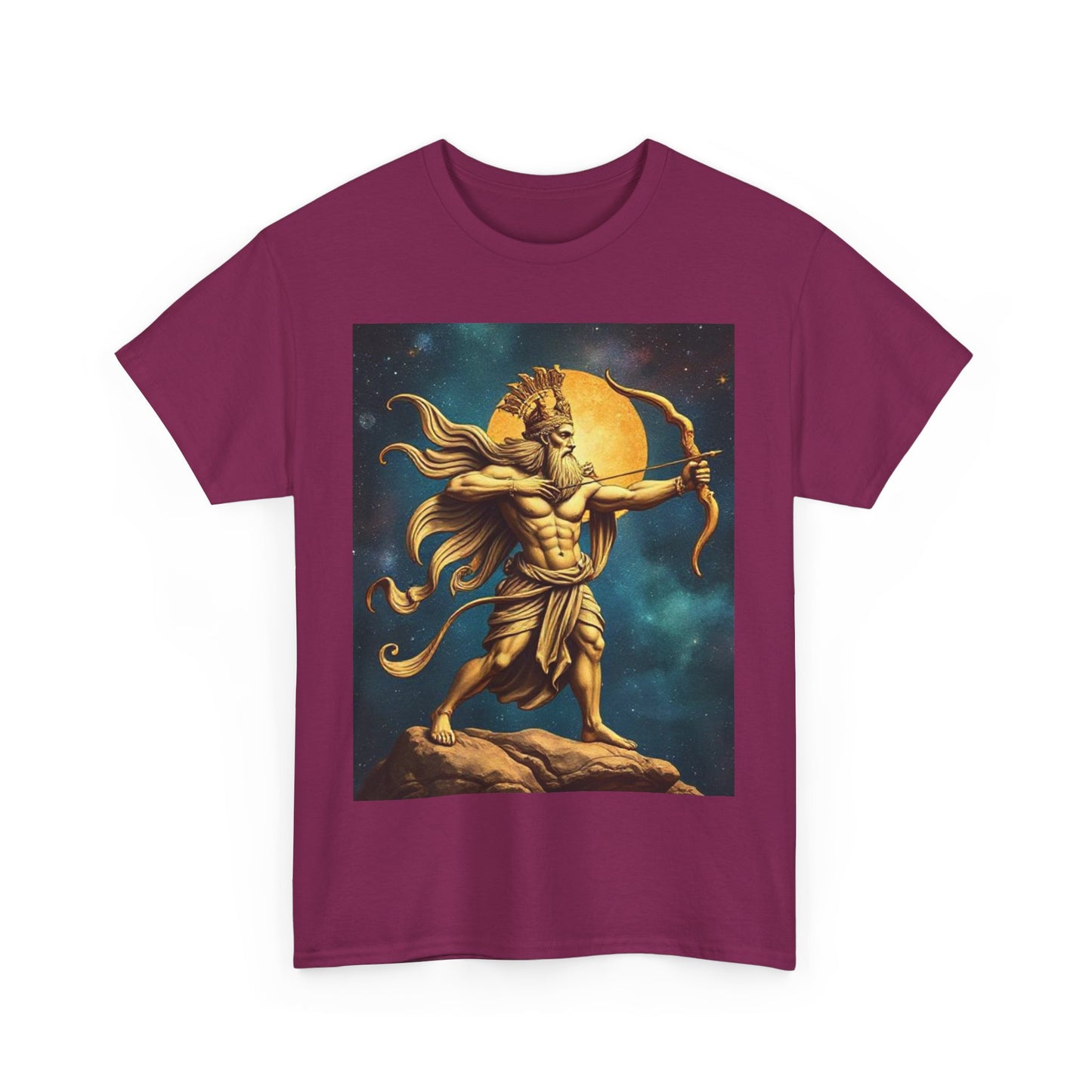 Unisex Heavy Cotton T-Shirt, Midnight Arrow v1, Sagittarius Zodiac Design
