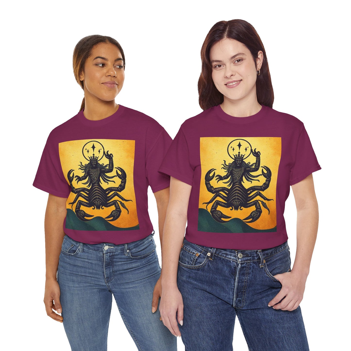Unisex Heavy Cotton T-Shirt, Scorpion King, Print Art v1, Scorpio Zodiac Design