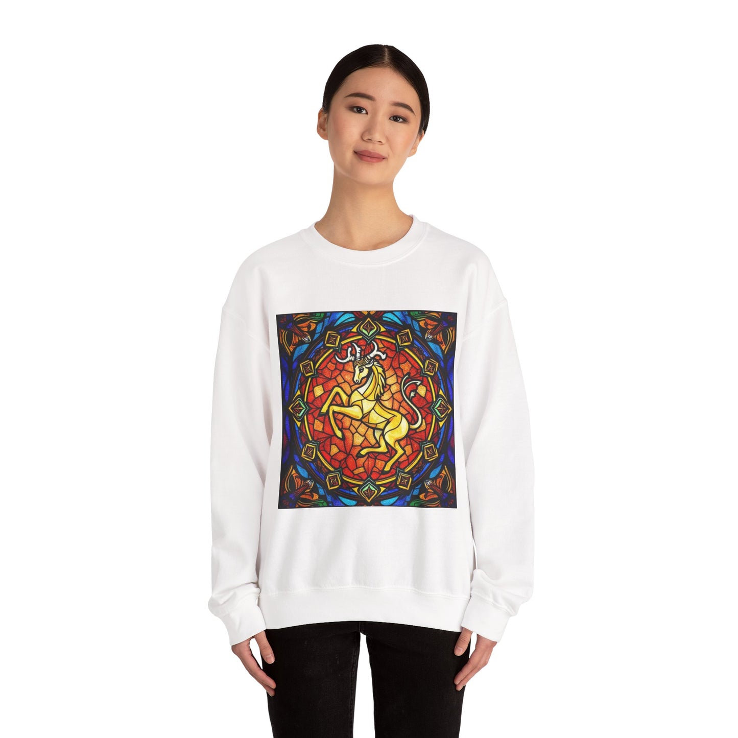 Unisex Heavy Blend™ Crewneck Sweatshirt, Glass 1, Capricorn Zodiac Design