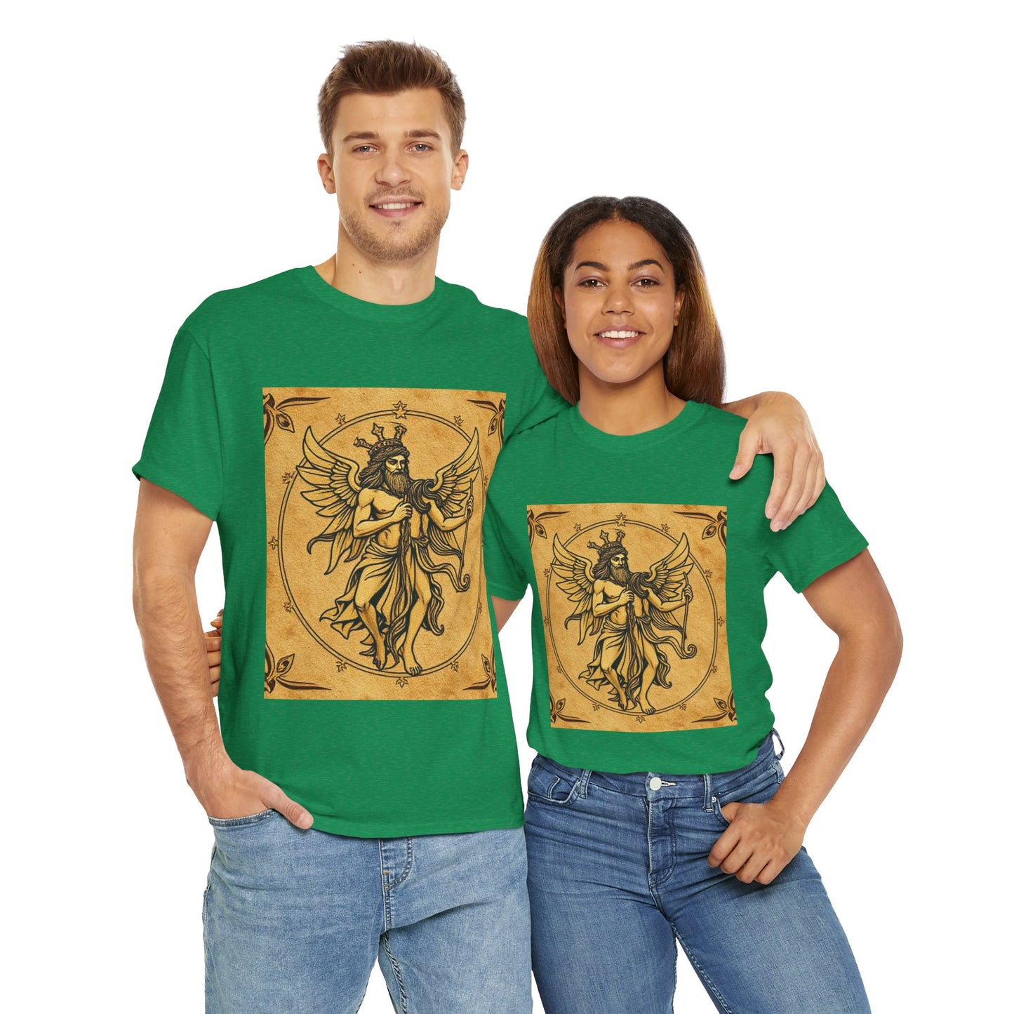 Unisex Heavy Cotton T-Shirt, Pencil Art, Gemini Zodiac Design