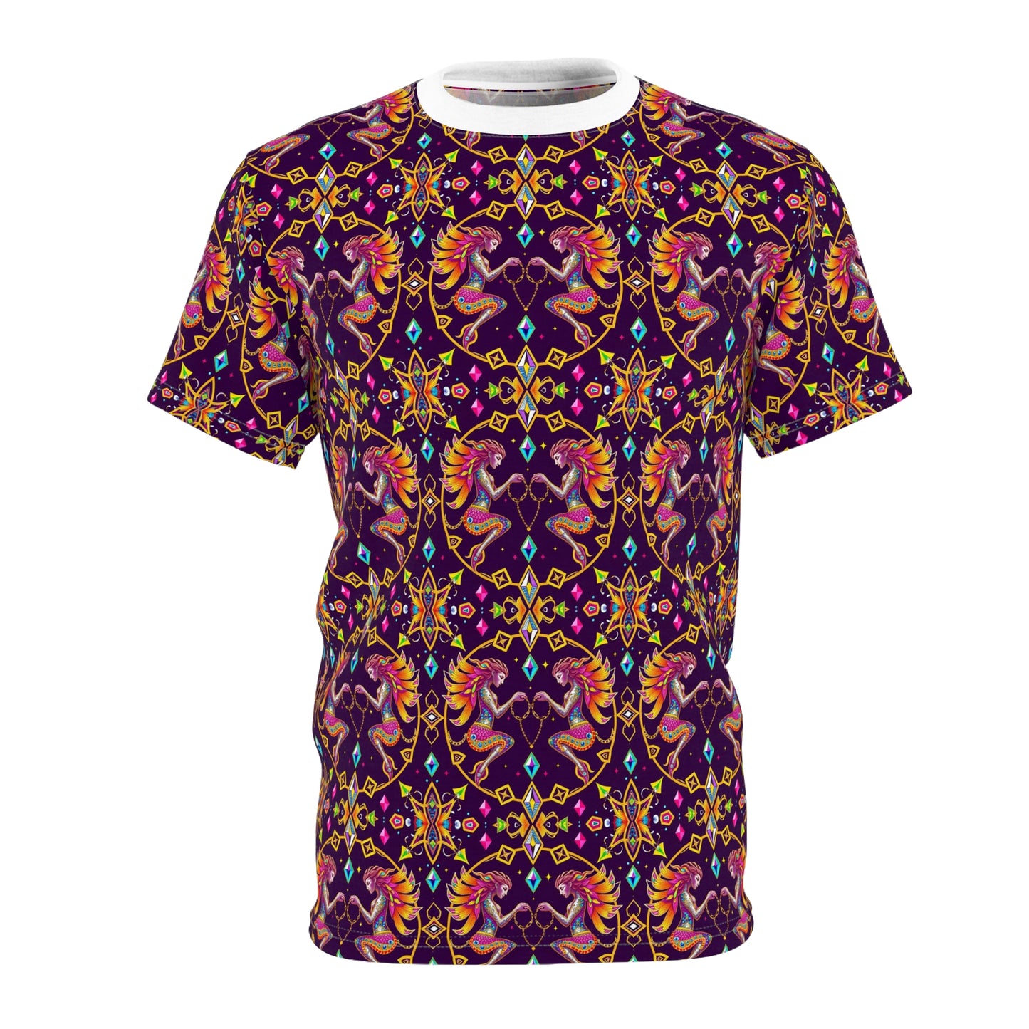 Unisex Cut & Sew T-Shirt, (AOP), Gemini, Zodiac v2, Jewels Pattern