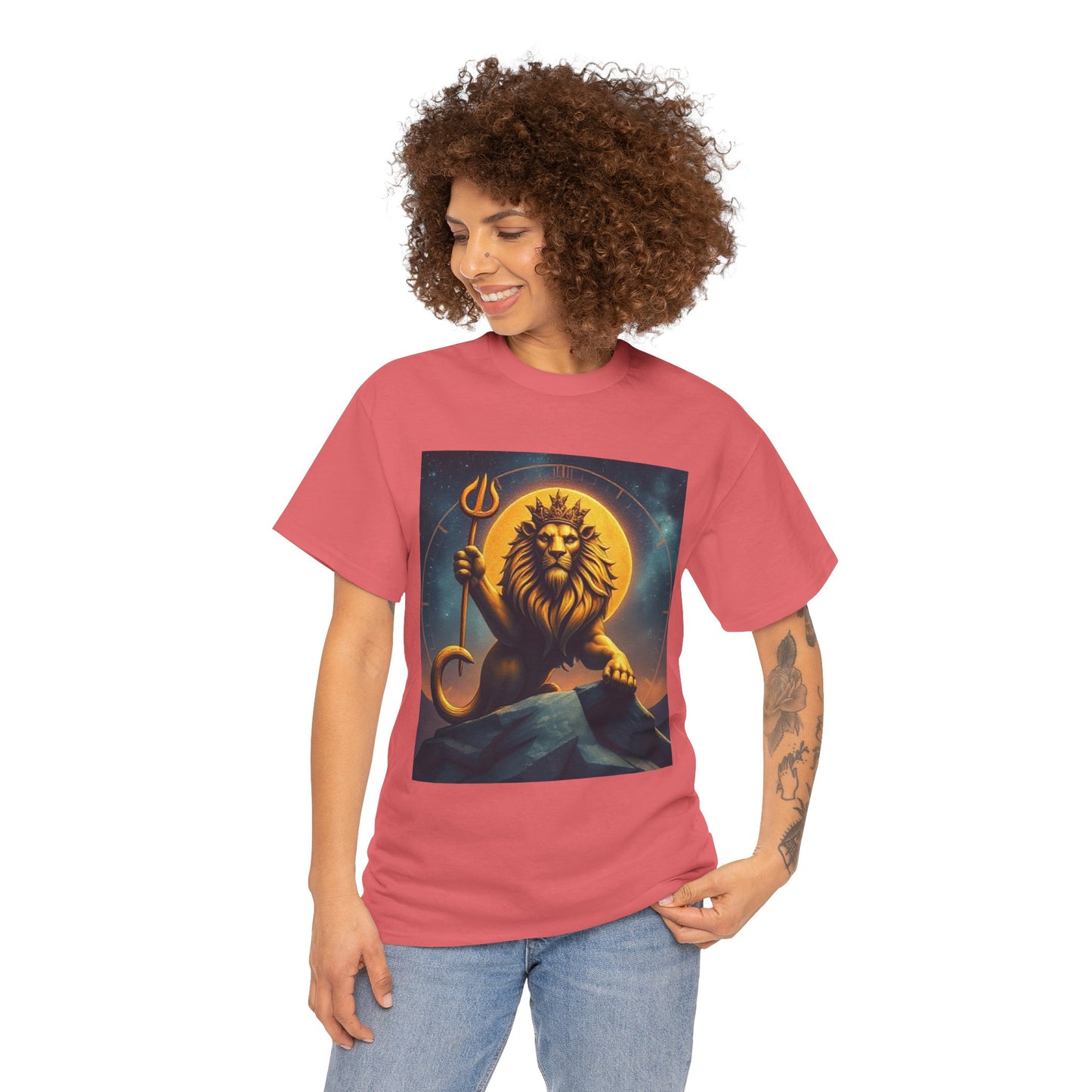 Unisex Heavy Cotton T-Shirt, King of Lion v3, Leo Zodiac Design