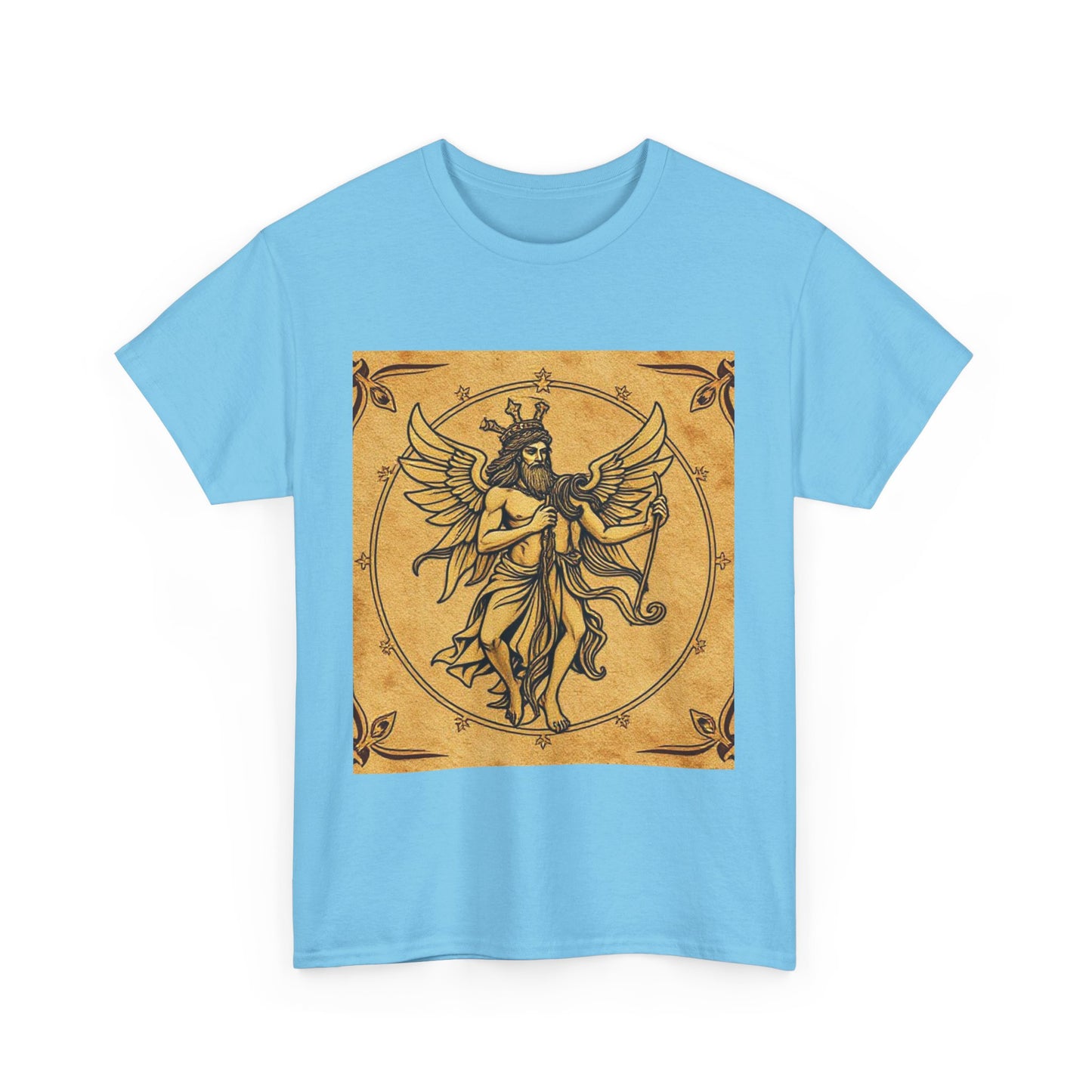 Unisex Heavy Cotton T-Shirt, Pencil Art v1, Gemini Zodiac Design