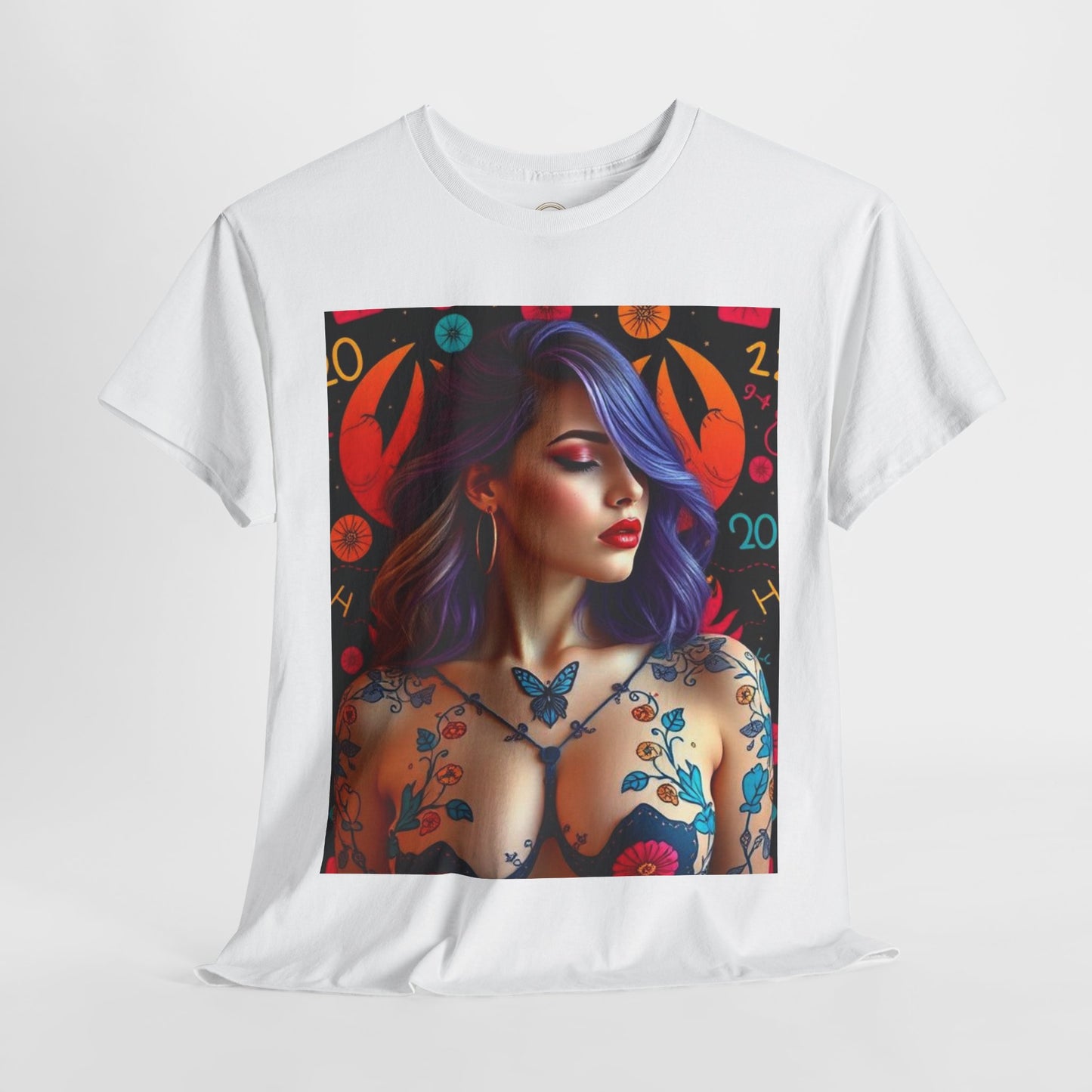 Unisex Heavy Cotton T-Shirt, Cancer, Zodiac, Sexy Art