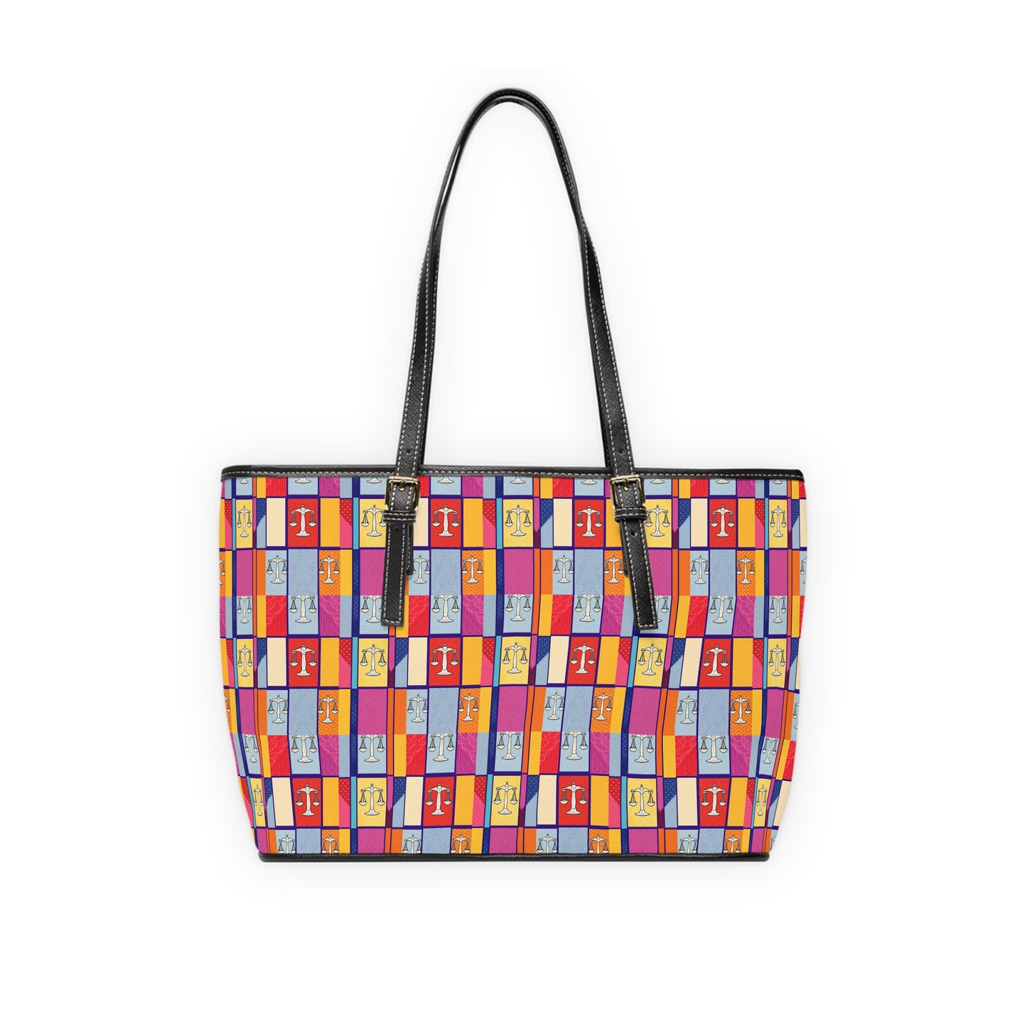 Leather Shoulder Bag, Libra, Zodiac v3, Shapes Pattern