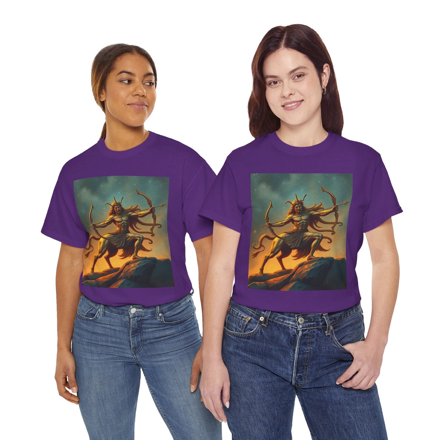 Unisex Heavy Cotton T-Shirt, Arrow Centaur, Sagittarius Zodiac Design