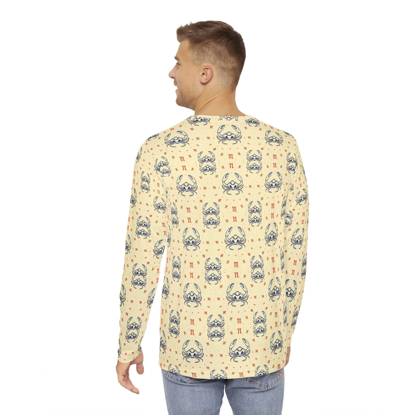 Men's Long Sleeve Shirt, (AOP), Cancer, Zodiac, Pattern