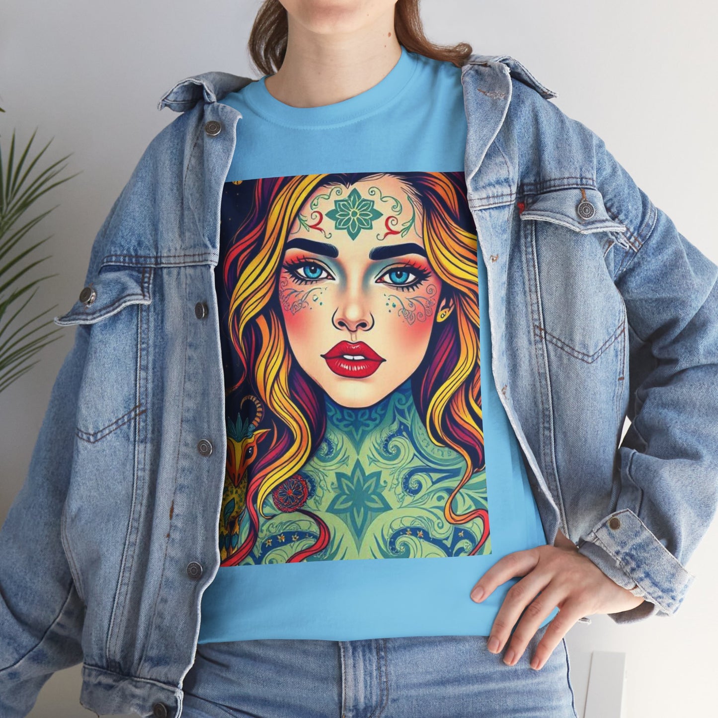 Unisex Heavy Cotton T-Shirt, Aquarius, Zodiac v2, Sexy Art