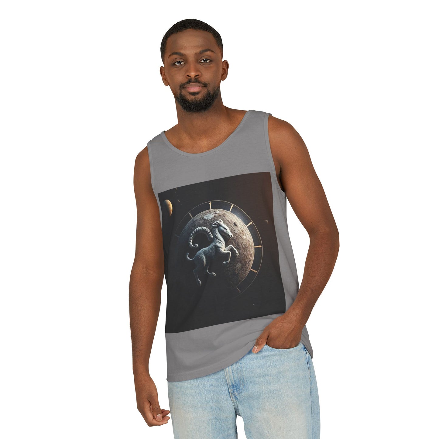 Unisex Garment-Dyed, Tank Top, Aries Design, Planet Animal, 100% Ringspun US cotton