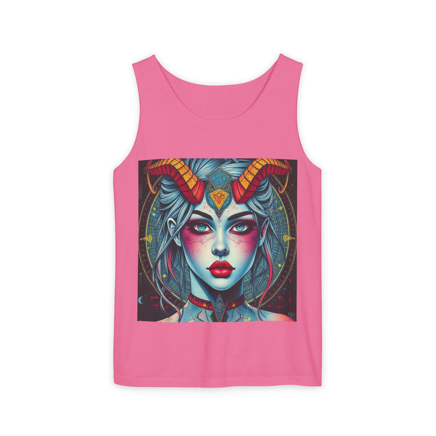 Unisex Garment-Dyed, Tank Top, Capricorn, Pop Art v1, 100% US cotton