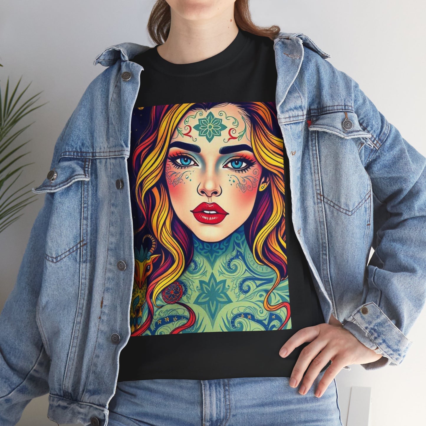 Unisex Heavy Cotton T-Shirt, Aquarius, Zodiac v2, Sexy Art