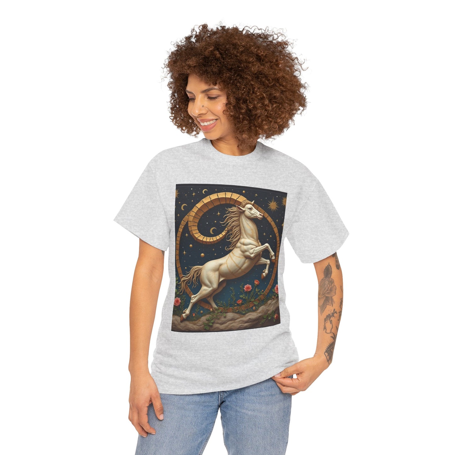 Unisex Heavy Cotton T-Shirt, Aries Animal 1v, Zodiac Design