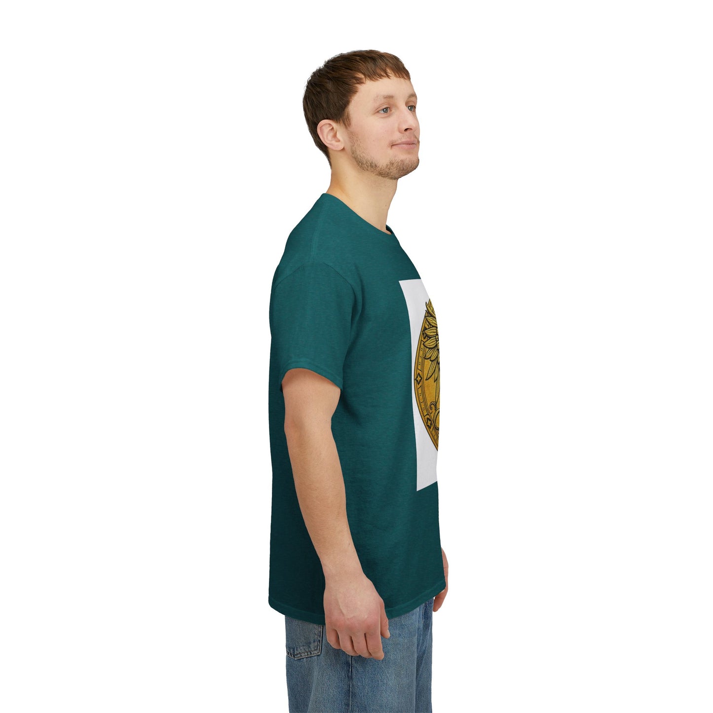 Unisex Heavy Cotton T-Shirt, Golden Angel Coin, Virgo Zodiac Design