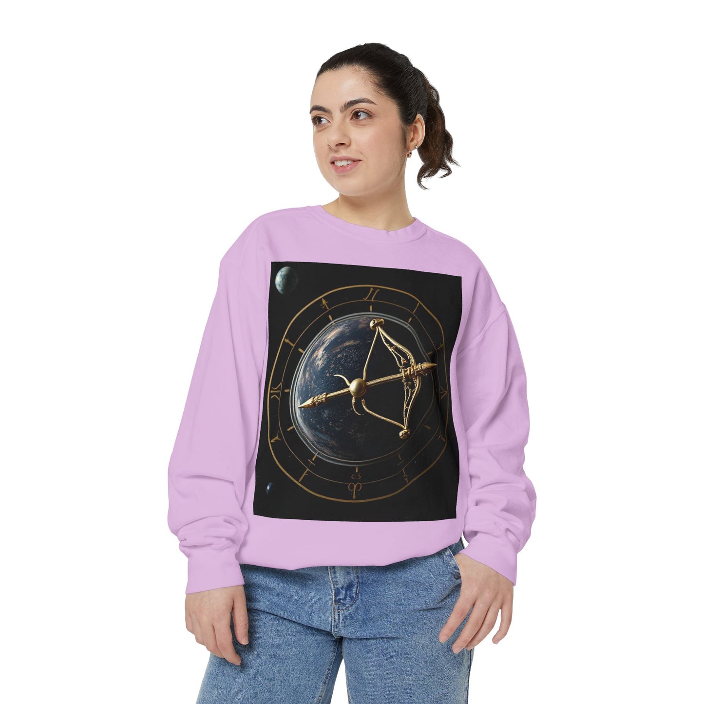 Garment-Dyed Sweatshirt, Unisex, Space Symbol Design v1, Sagittarius
