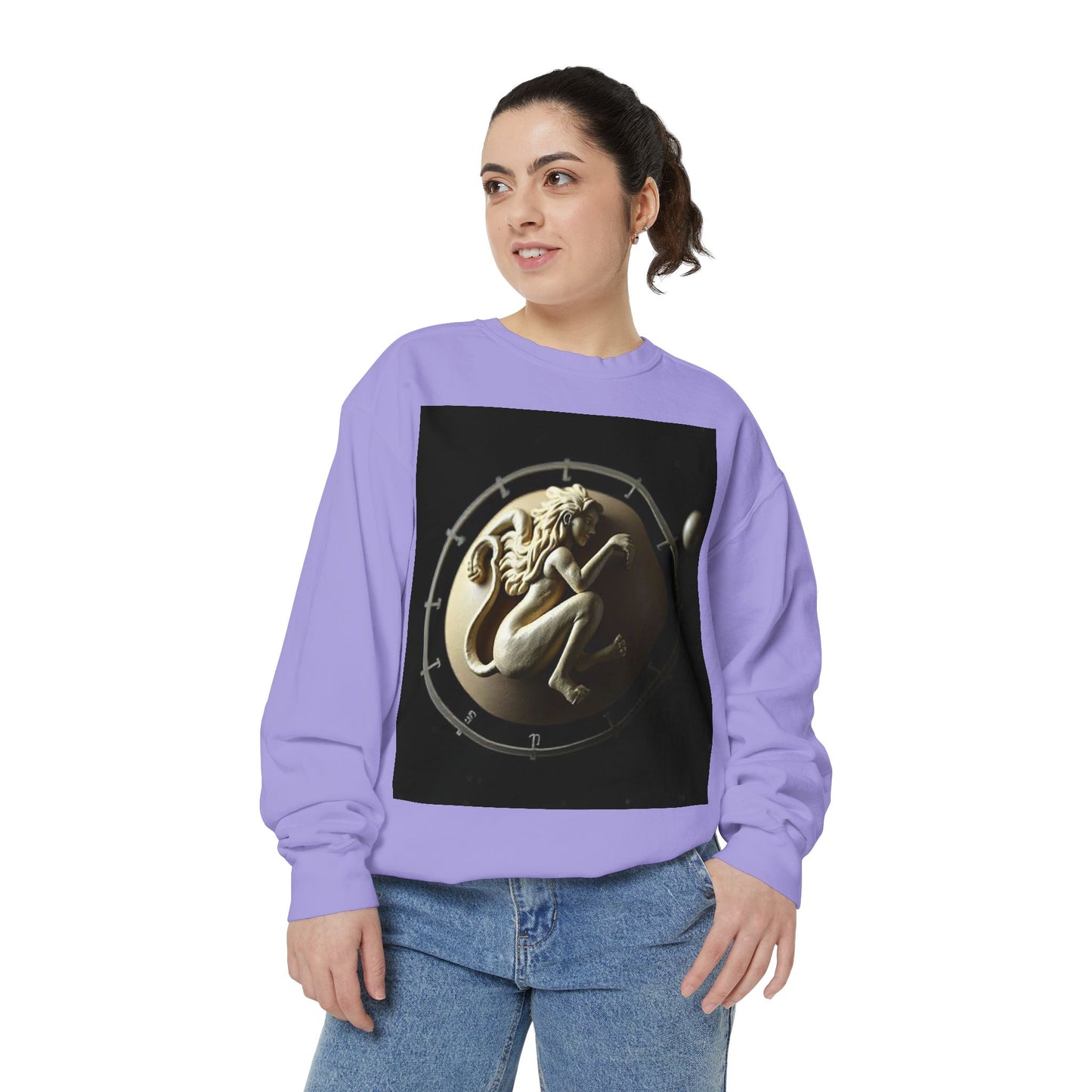 Garment-Dyed Sweatshirt, Unisex, Space Symbol Design, Virgo
