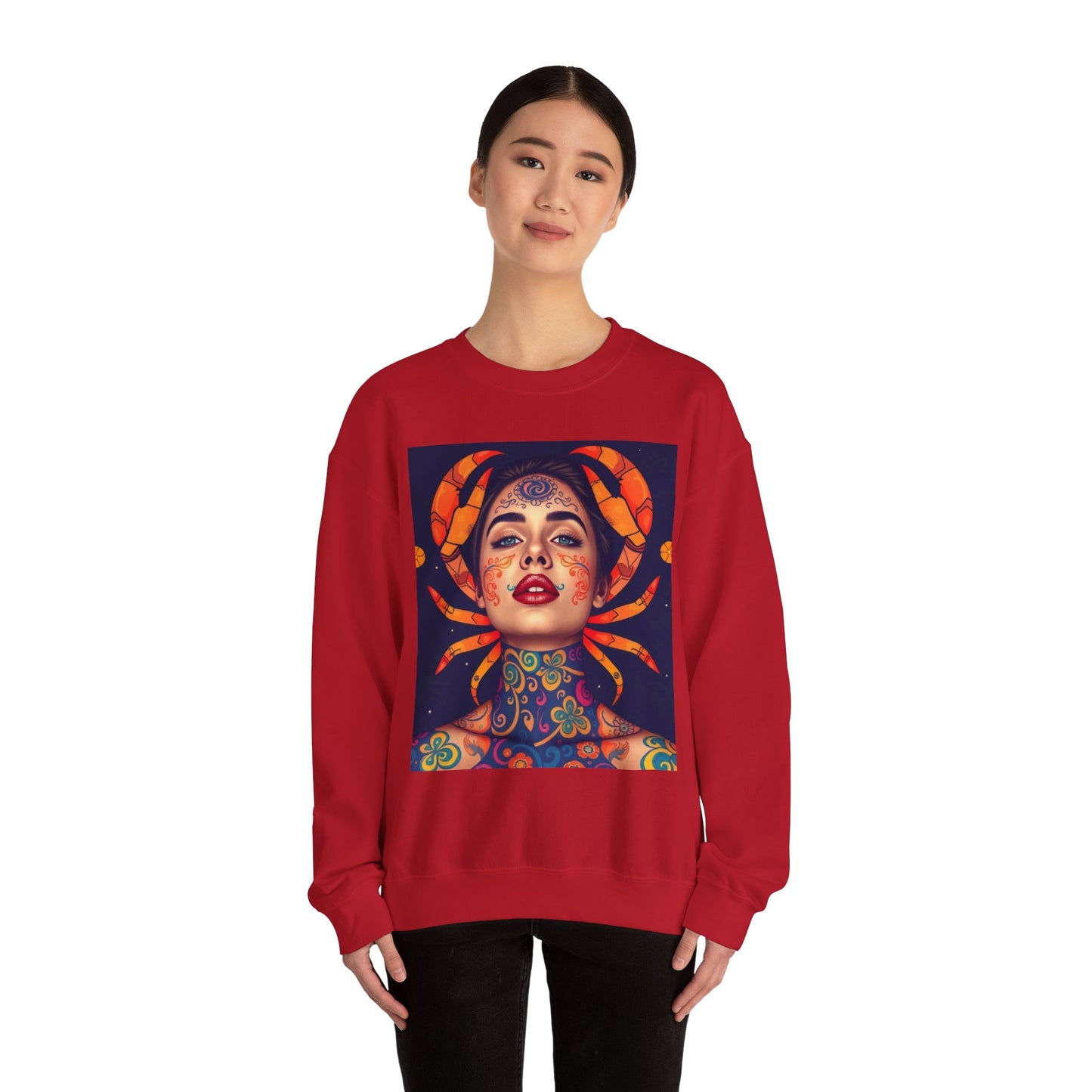Unisex Heavy Blend™ Crewneck Sweatshirt, Cancer, Zodiac v1, Sexy Pattern