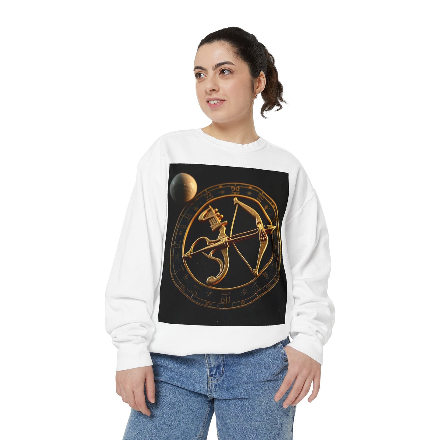 Garment-Dyed Sweatshirt, Unisex, Space Symbol Design, Sagittarius