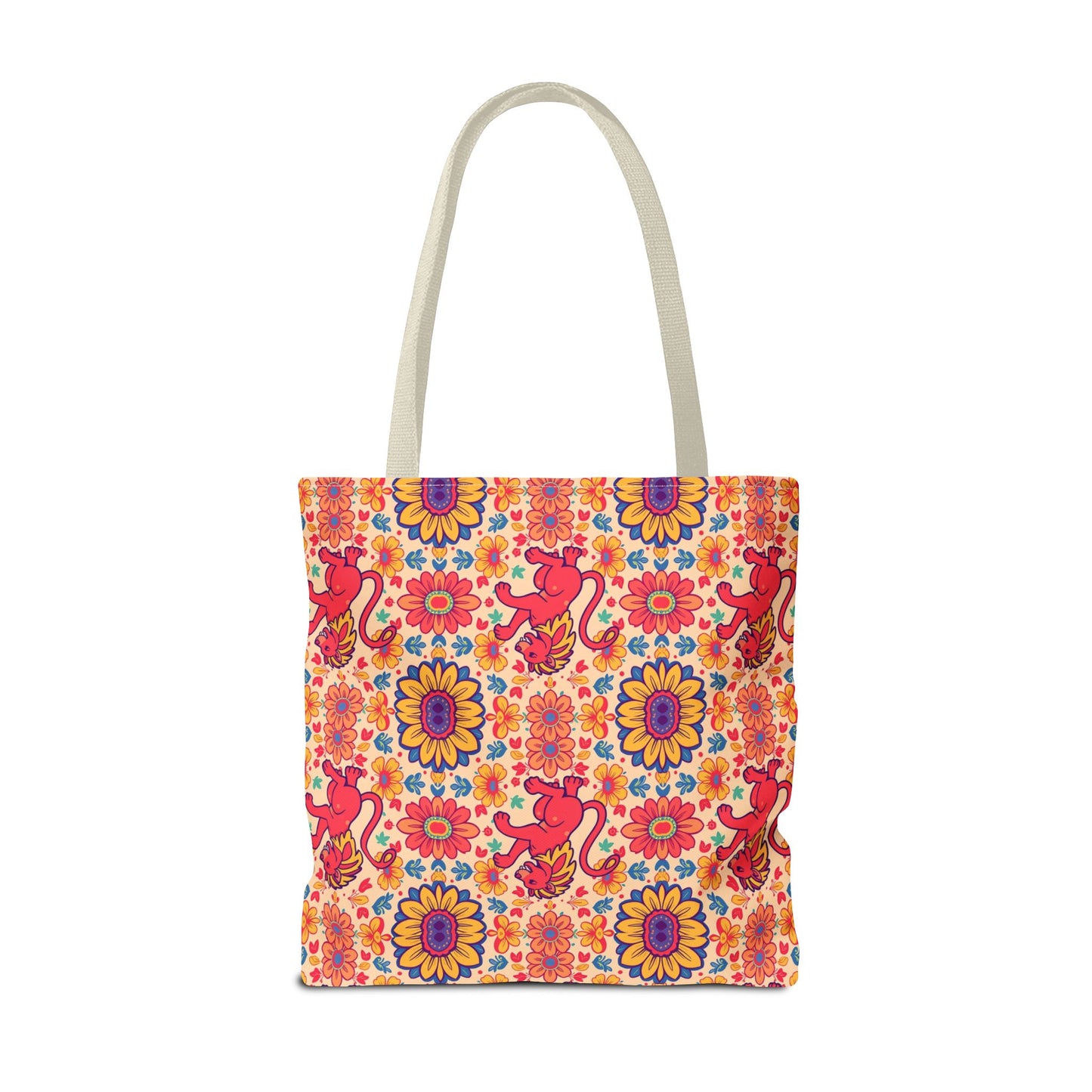 Tote Bag (AOP), Leo, Zodiac v2, Flower Pattern