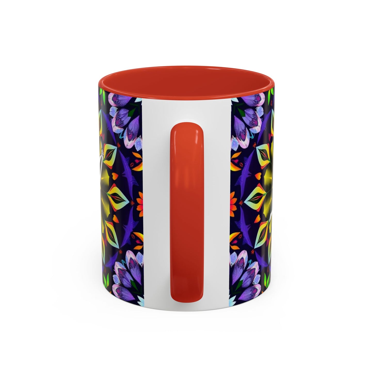 Accent Coffee Mug, Sagittarius, Zodiac v1. Flower Pattern, (11, 15oz)