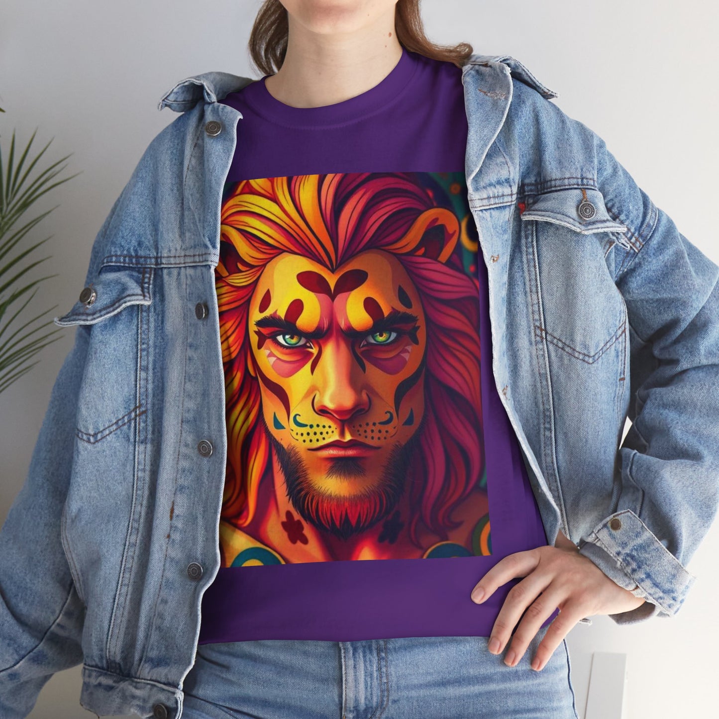 Unisex Heavy Cotton T-Shirt, Leo, Zodiac v2, Sexy Art