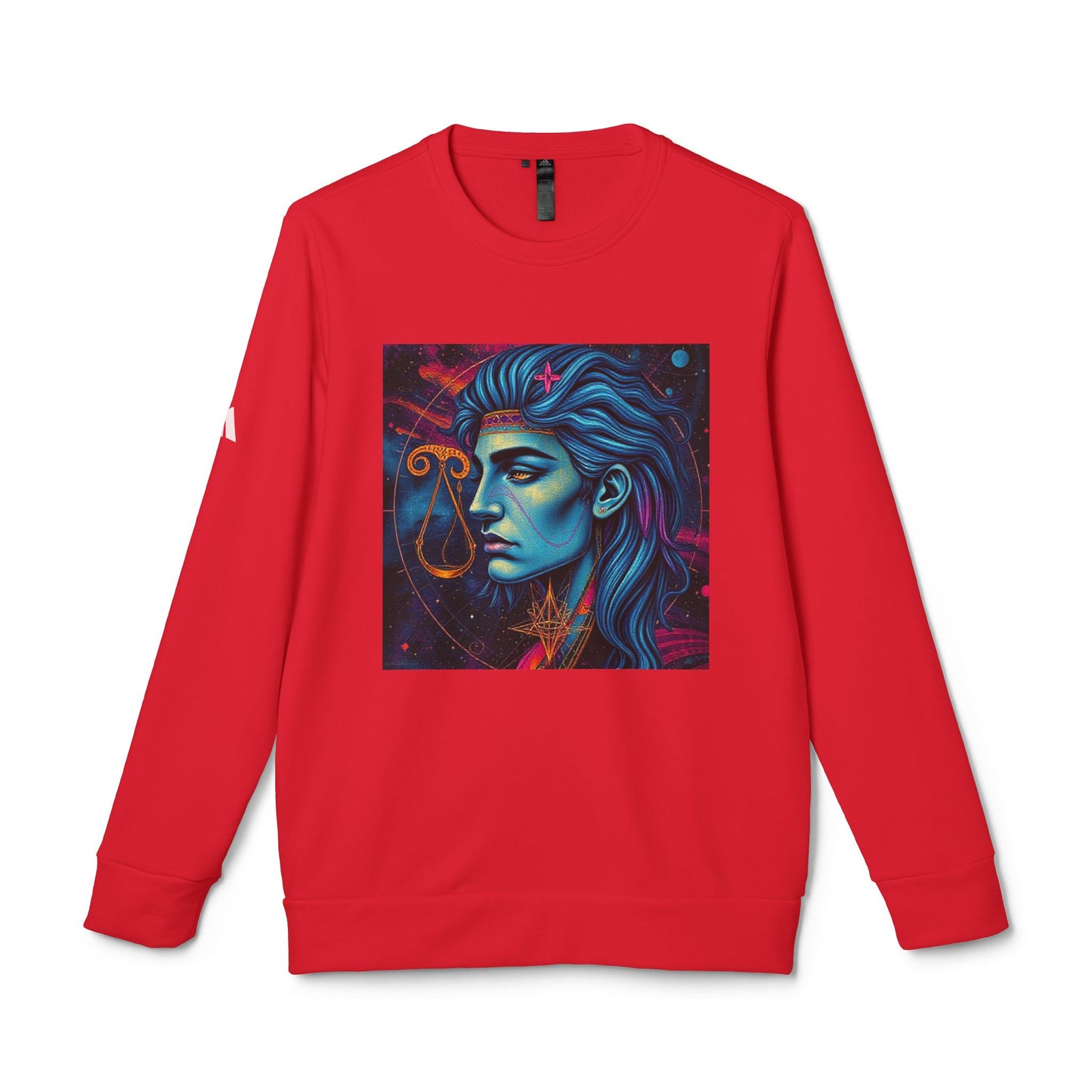 Adidas, Unisex Fleece Crewneck Sweatshirt, Libra, Pop Art, Zodiac