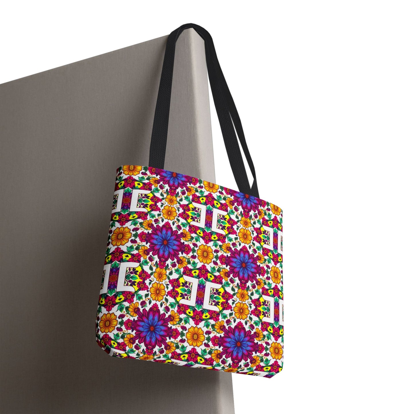 Tote Bag, (AOP), Gemini, Zodiac v3, Flower Pattern