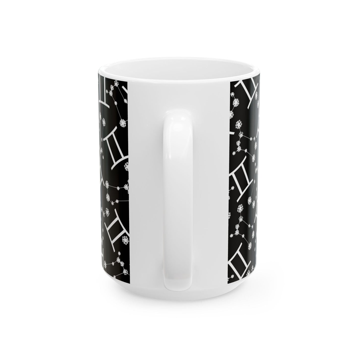 Ceramic Mug, (11oz, 15oz), Ceramic Coffee Mug, Black AOP, Gemini Zodiac Design