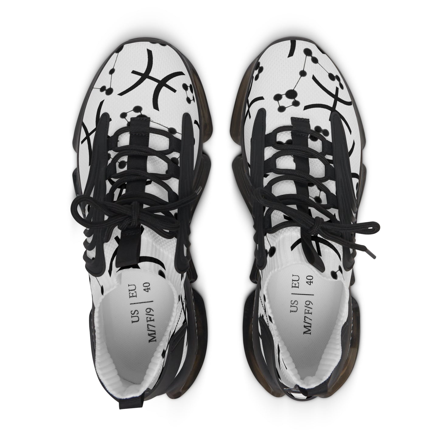 Women's Mesh Sneakers, Constellation & Symbol, Pisces Zodiac Sign, AOP