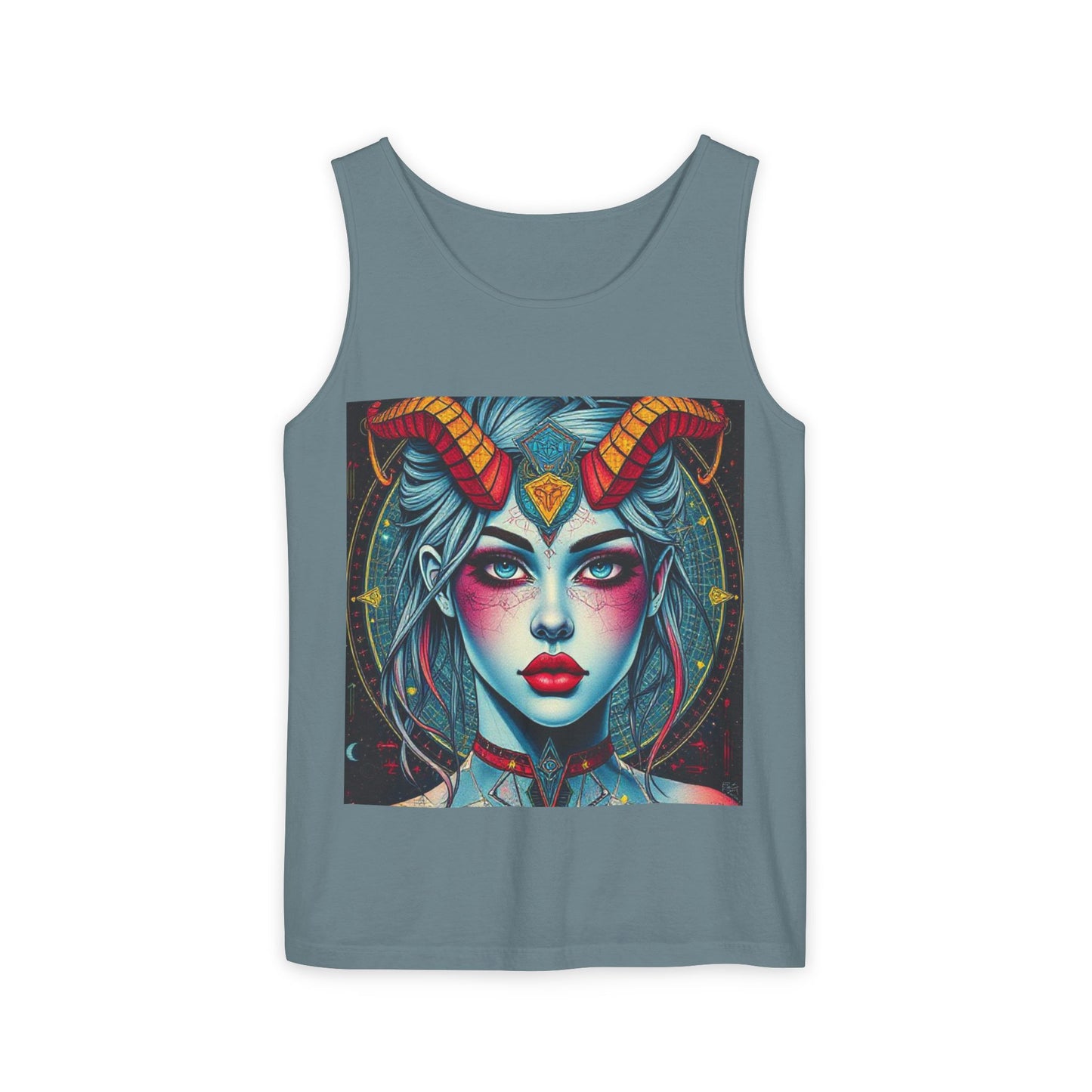 Unisex Garment-Dyed, Tank Top, Capricorn, Pop Art v1, 100% US cotton