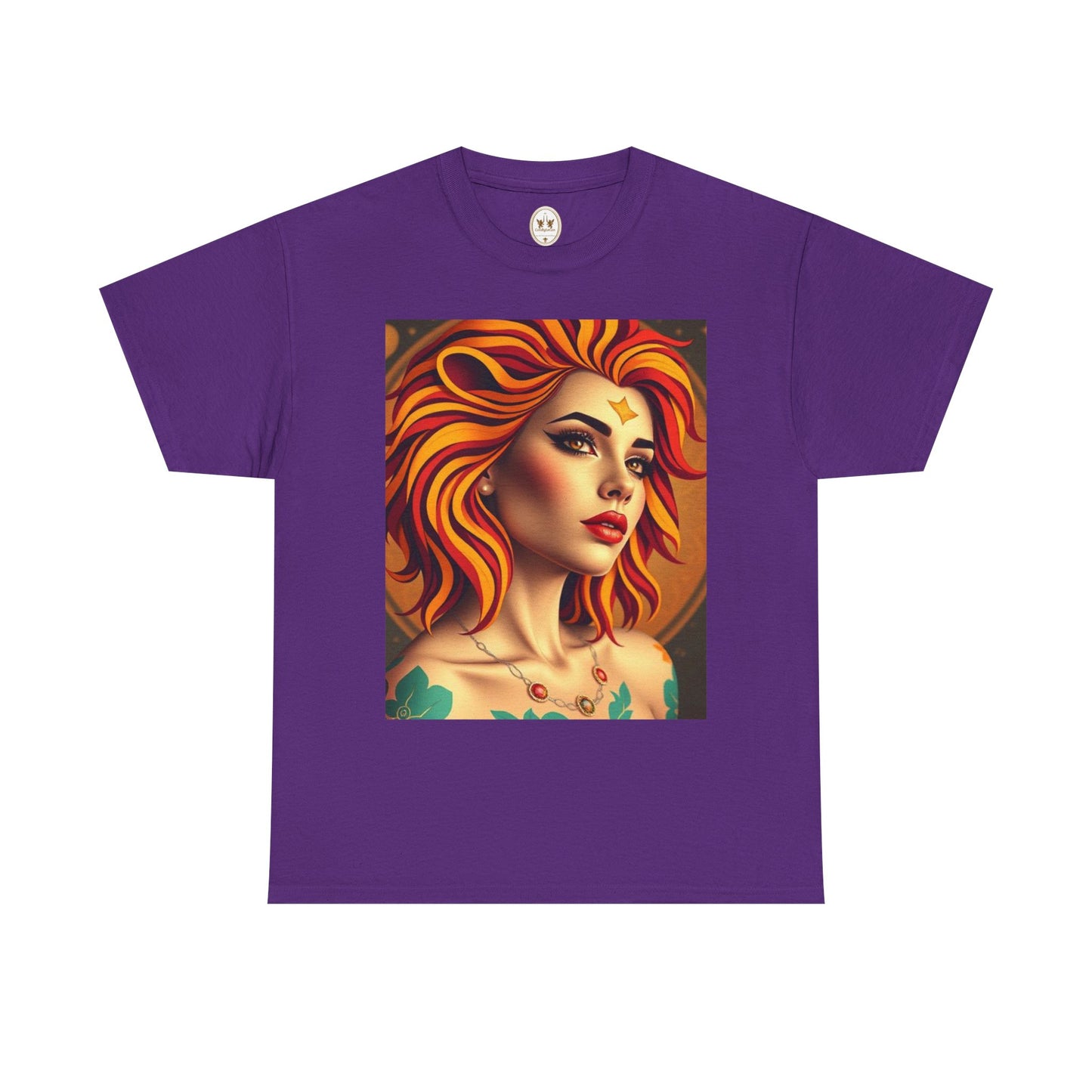Unisex Heavy Cotton T-Shirt, Leo, Zodiac v3, Sexy Art