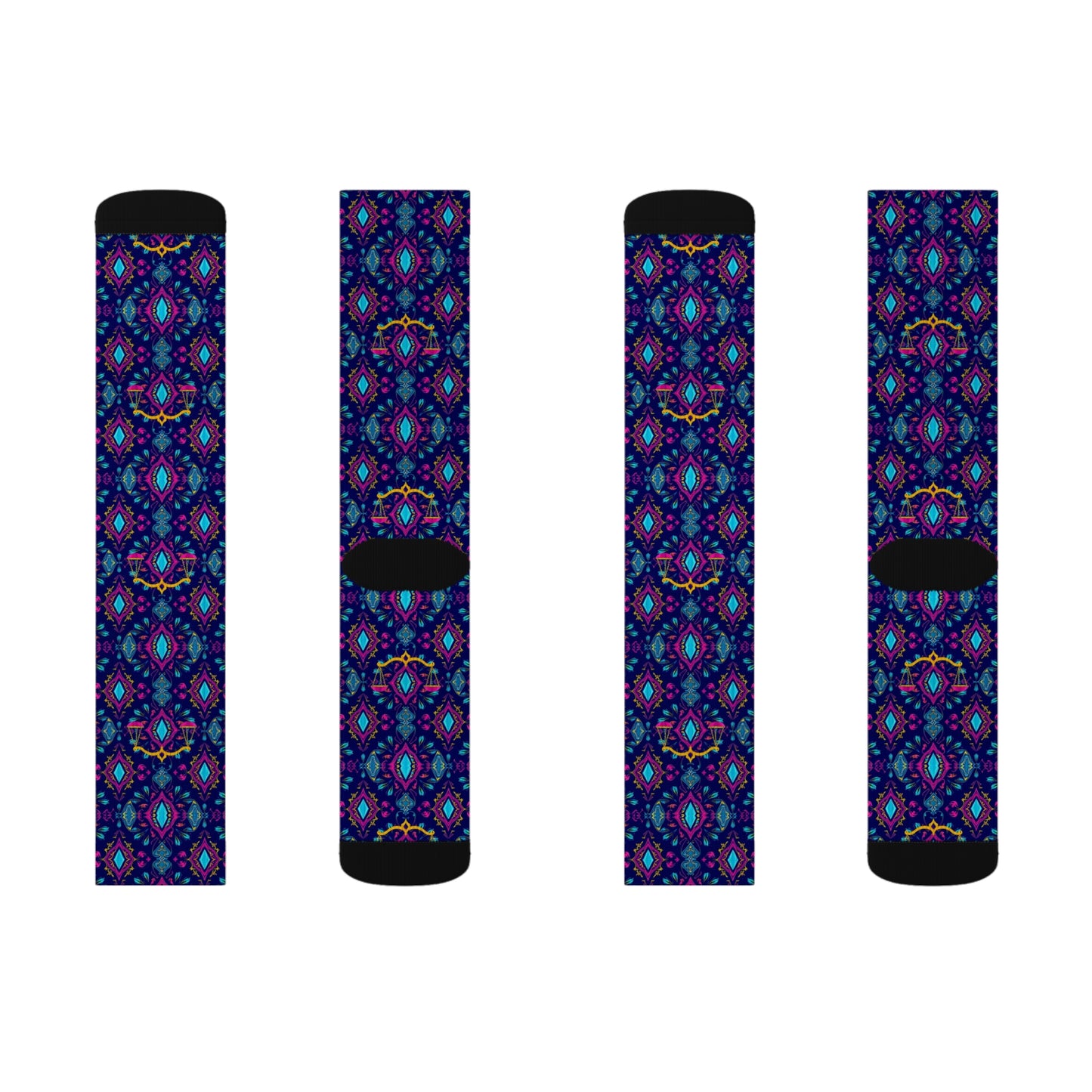 Sublimation Socks, Libra, Zodiac v2, Jewel Pattern