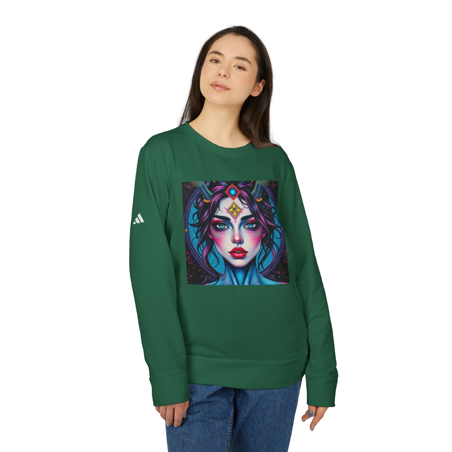 Adidas, Unisex Fleece Crewneck Sweatshirt, Aquarius, Pop Art, Zodiac