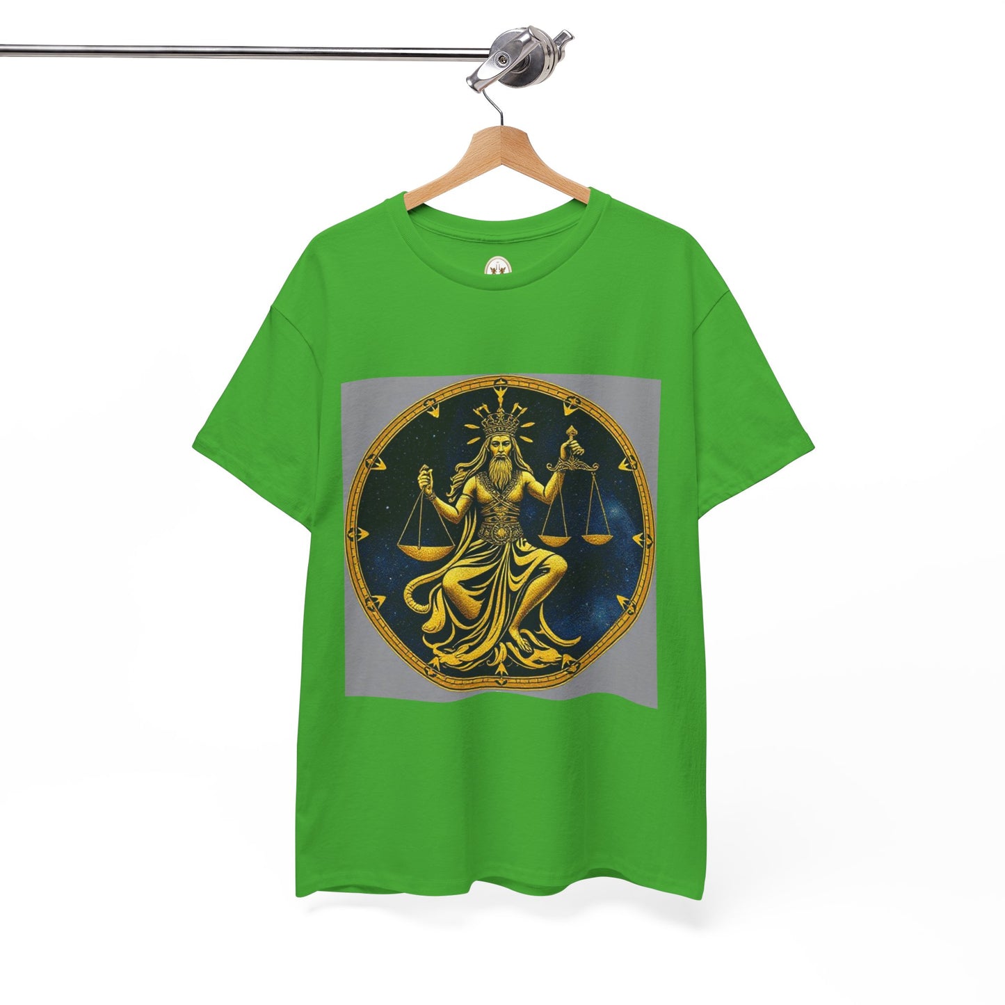 Unisex Heavy Cotton T-Shirt, Gold Libra God, Zodiac Design